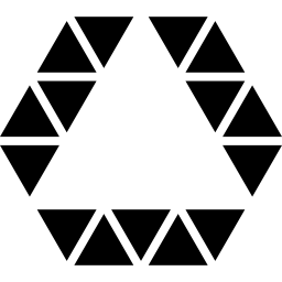 Triangle inside hexagon shape outline of small triangles line icon