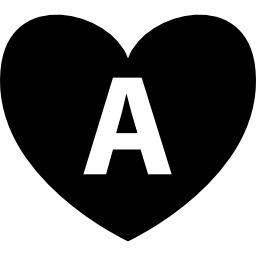 Heart with letter A inside icon