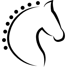 głowa konia z zarysem włosów w kropki ikona