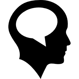 Bald head with speech bubble inside icon