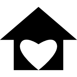 House with love heart shape icon