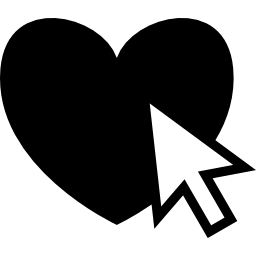Heart click with mouse arrow pointer icon
