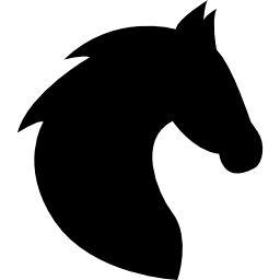 vista laterale del cavallo testa nera con crine icona