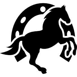 dansende paard en hoefijzer achtergrond icoon