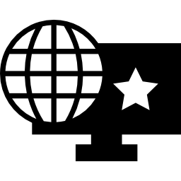 monitor, globe en ster icoon