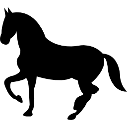 dansende zwarte paardenvorm van zijaanzicht icoon