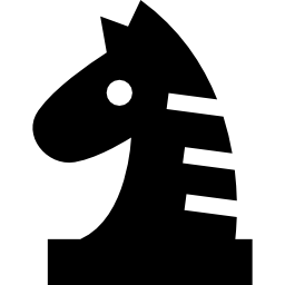 Knight chess piece with horsehair lines icon