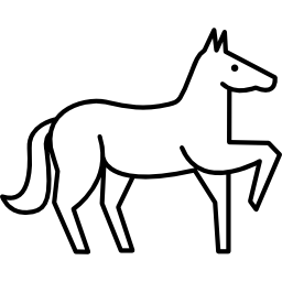 pferd, das einen vorderen fußumriss anhebt icon