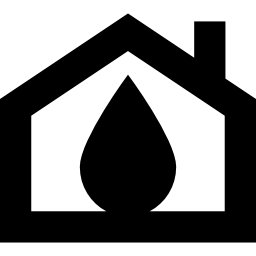 casa y gota de aceite dentro icono