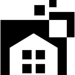 casa con pixel scintillanti icona