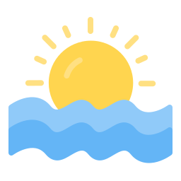 puesta de sol playa icono