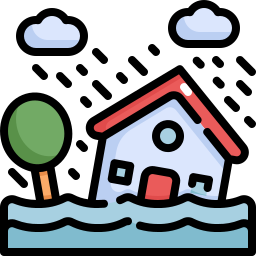 Flooded house icon