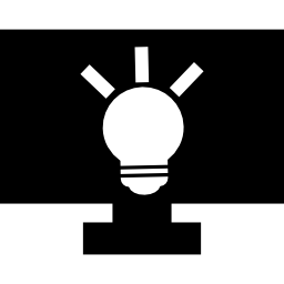 Lightbulb on and monitor icon