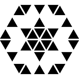 Polygonal hexagonal ornament of small triangles forming a six points star and an hexagon icon
