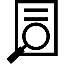 Paper with text and magnifying glass icon