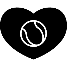 pelota de tenis en un corazón icono