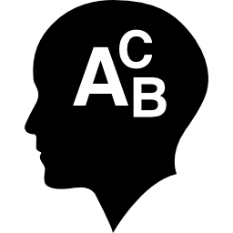 careca com letras do alfabeto abc Ícone