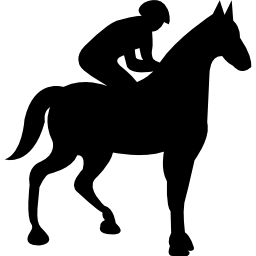 koń z czarną sylwetką dżokeja ikona