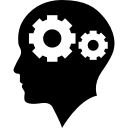 Man bald head with two gears inside icon