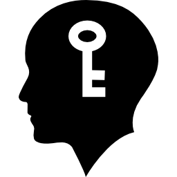 Bald head with a key inside icon