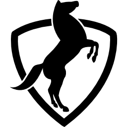 Stand up horse with a shield icon