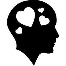 Лысая голова влюблена в четыре сердца иконка