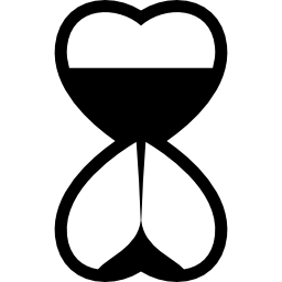 Sand clock with heart shape icon