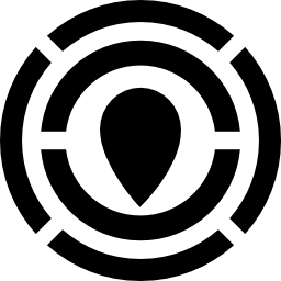 Map pointer in the center of a circular labyrinth icon