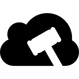 wolk met rechtvaardigheidshamer icoon