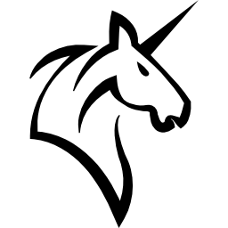 eenhoorn hoofd paard met een hoorn icoon
