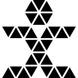 Polygonal human figure of small triangles icon
