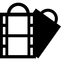 shopping bag con striscia di pellicola cinematografica icona