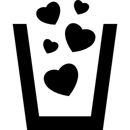 Trash container full of hearts icon