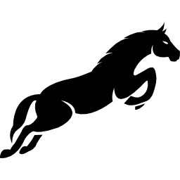 Jumping black horse side icon