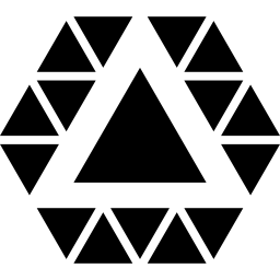 Multiple triangles inside hexagon icon