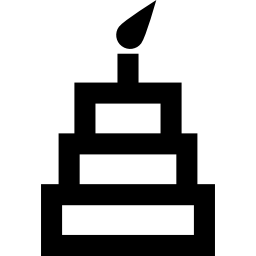 pastel de tres niveles con una vela en la parte superior icono