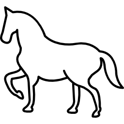 gehender pferdeumriss mit einer angehobenen vorderpfote icon