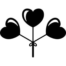 Three tied hearts balloons icon