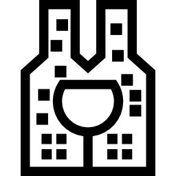 Building of bottles and glass shape icon