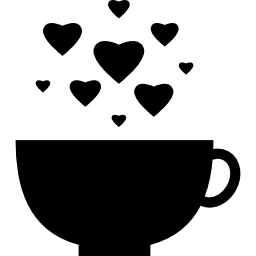 Cup with heart bubbles icon