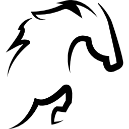 Horse with hair outline in jump pose icon