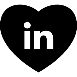 corazón con logo de redes sociales de linkedin icono