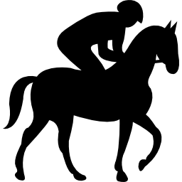 Идущая лошадь с жокеем иконка