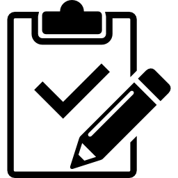 Clipboard variant with pencil and check mark variant icon