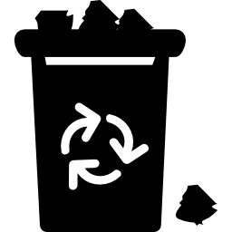 ordures avec signe de recyclage débordant de déchets Icône
