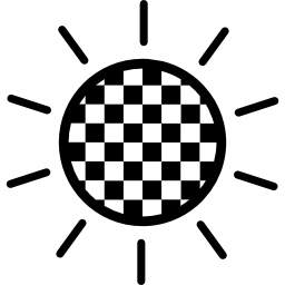 contorno de sol con círculo a cuadros icono