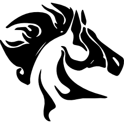cabeza de caballo con vista lateral de la melena desordenada icono