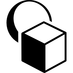 cirkel en kubus met schaduw icoon