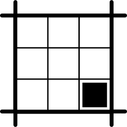 vierkante lay-out met zwart vierkant in het zuidoosten icoon