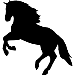 Прыгающий силуэт лошади смотрит слева иконка